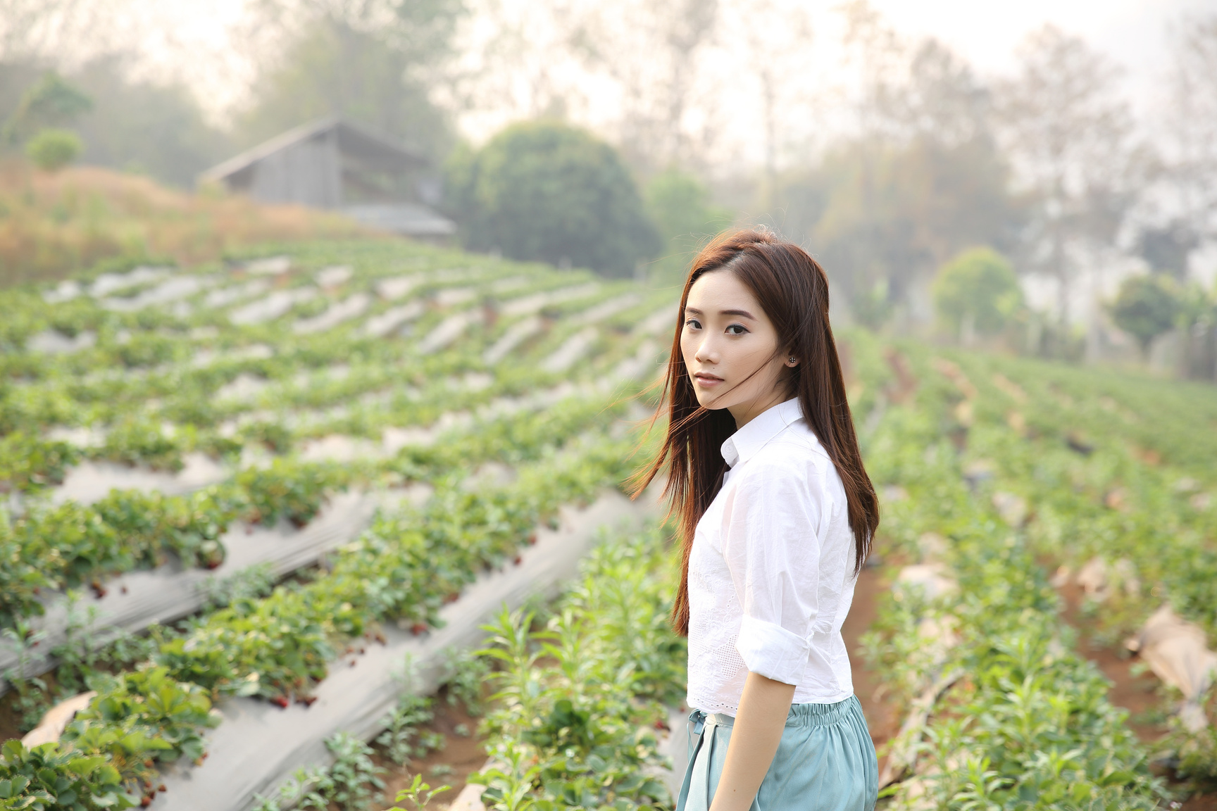 Portrait of Model on Fields